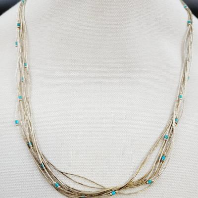 SILVER & TURQUOISE NATIVE ARTISTRY NECKLACE & BRACELET SET