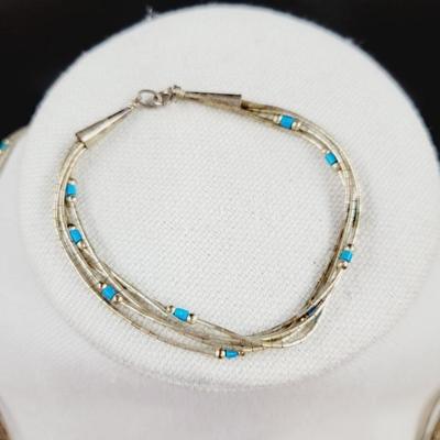 SILVER & TURQUOISE NATIVE ARTISTRY NECKLACE & BRACELET SET