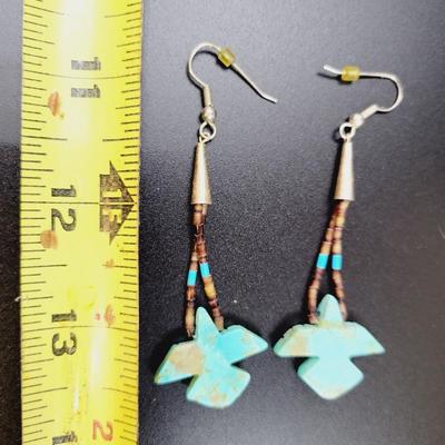 BEAUTIFUL NATIVE ARTISTRY TURQUOISE EAGLE EARRINGS