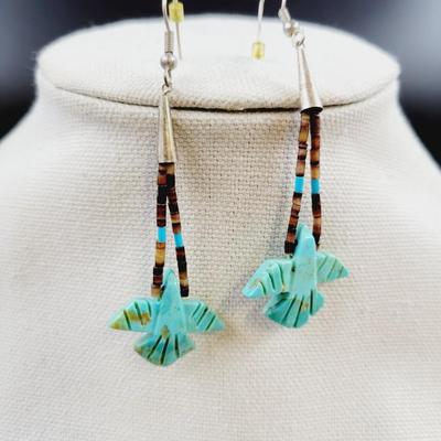 BEAUTIFUL NATIVE ARTISTRY TURQUOISE EAGLE EARRINGS