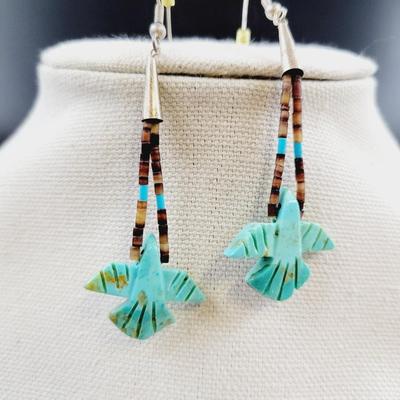 BEAUTIFUL NATIVE ARTISTRY TURQUOISE EAGLE EARRINGS
