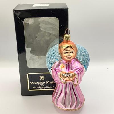 Lot 1353. Christopher Radko Glass Ornament, 1995 â€œ Signed â€œ On Wings of Hope with box