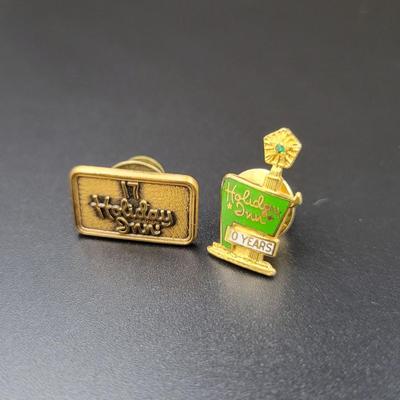 HOLIDAY INN YEARS OF SERVICE PINS w/ STONES - 2 GOLD FILLED