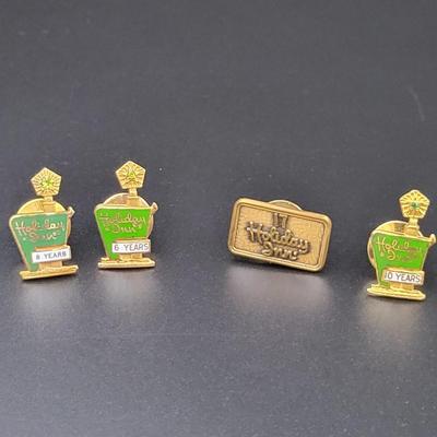 HOLIDAY INN YEARS OF SERVICE PINS w/ STONES - 2 GOLD FILLED