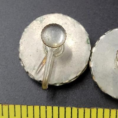 1930s HAND PAINTED ENAMEL CLIP ON EARRINGS