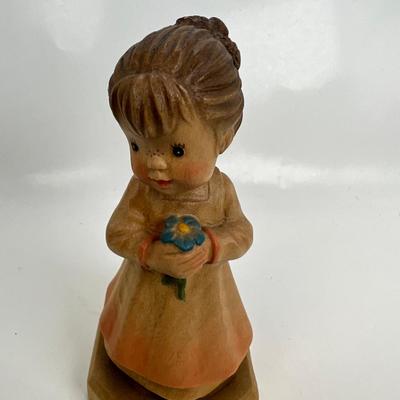 Anri Italian Wood Carving  "Club girl with flower"
