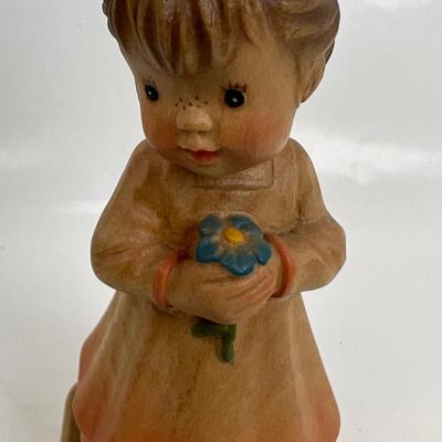 Anri Italian Wood Carving  "Club girl with flower"