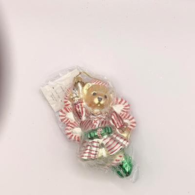Lot. 1357 Christopher Radko Glass Ornament, 1997 Muffy Vanderbilt Bear, Rogersâ€™s Garden Exclusive Candy Câ€™Angel NEW IN PKG