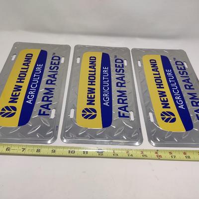 NEW HOLLAND AGRICULTURE FARM RAISED LICENSE PLATES LOT OF 3