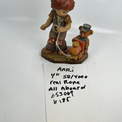 Anri Italian Wood Carving  Collectible figurine "All Aboard"
