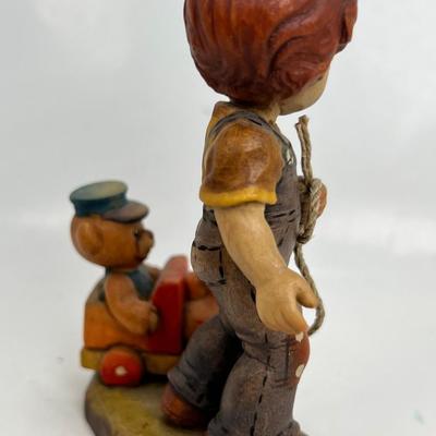 Anri Italian Wood Carving  Collectible figurine "All Aboard"