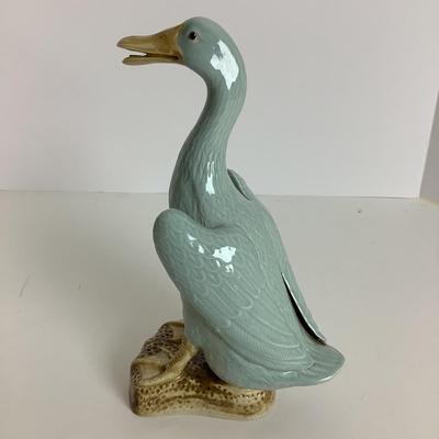 8057 Pair of Asian Celadon Glazed Ceramic Duck Figures
