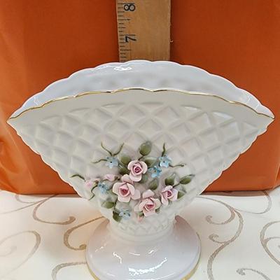 White Glass Fan Vase