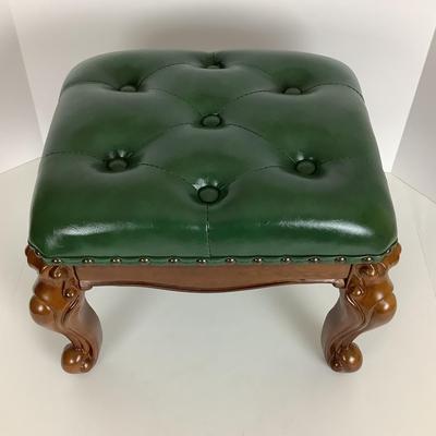 8060 Small Tufted Faux Leather Green Footstool