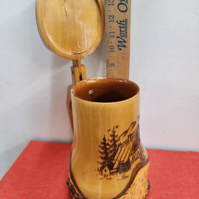 Solid Wood Hand Craved Pitcher 8 1/2