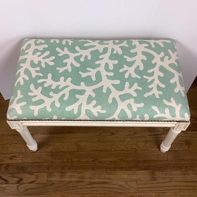 8080 French Style Seafoam Green Coral Upholstered Bench