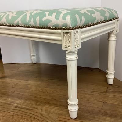 8080 French Style Seafoam Green Coral Upholstered Bench