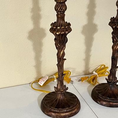 Pair (2) ~ Antique Bronze Table Lamps