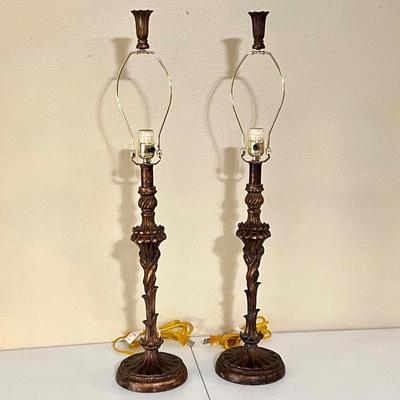 Pair (2) ~ Antique Bronze Table Lamps