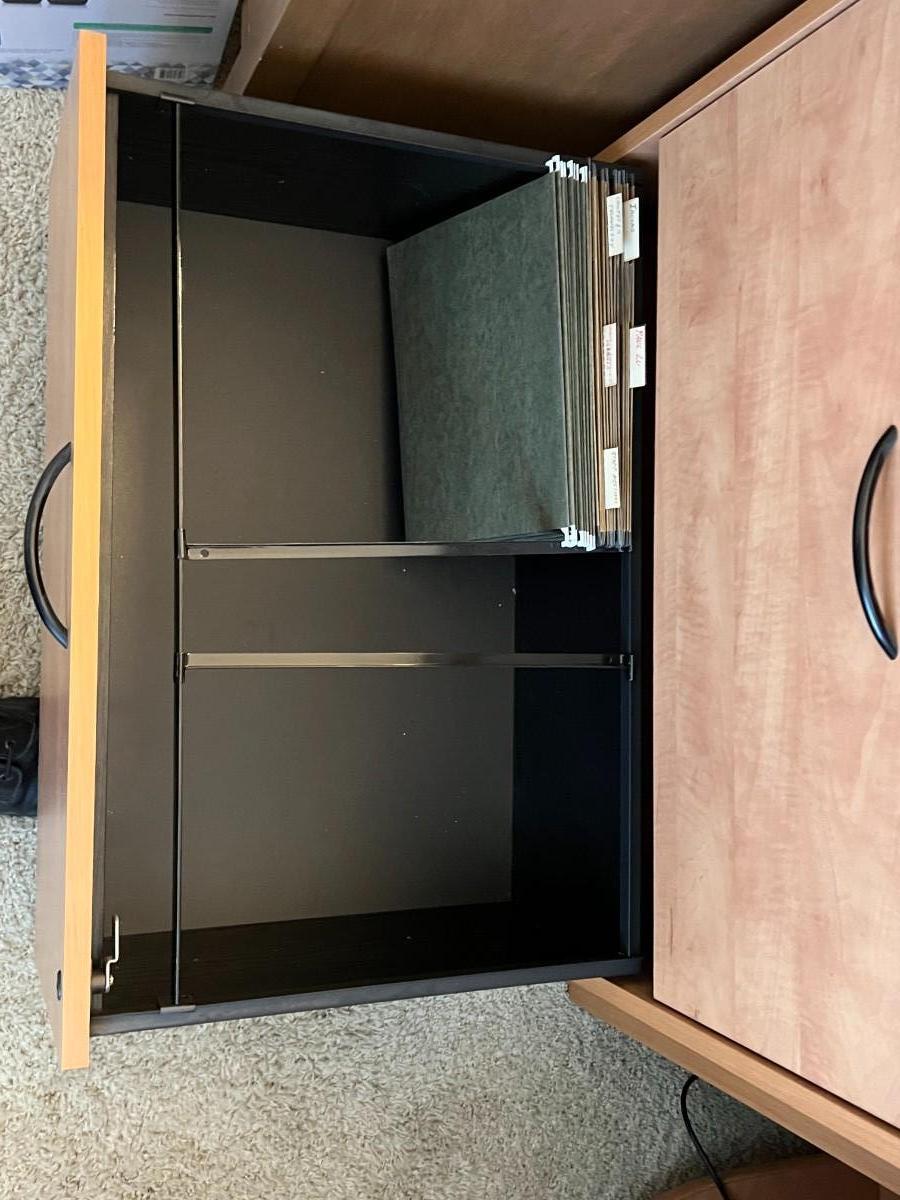 Light Wood Modern Computer Desk & Matching Organizer File Drawer