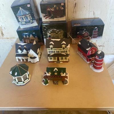 Lighted Christmas village pieces