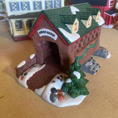 Lighted Christmas village pieces