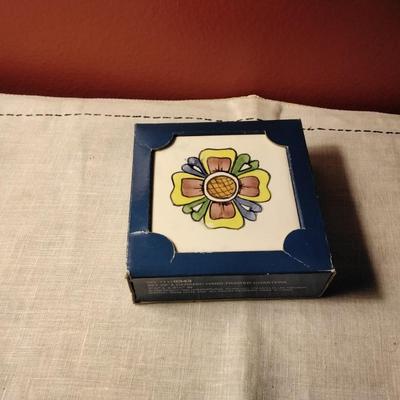 International Silver Company Handpainted Ceramic Coasters