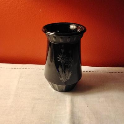 Vintage Rare Cobalt Glassworks Etched Vase