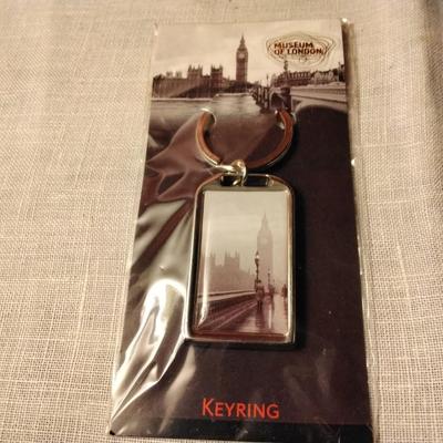 Vintage House of Parliament London in Black and White Keychain