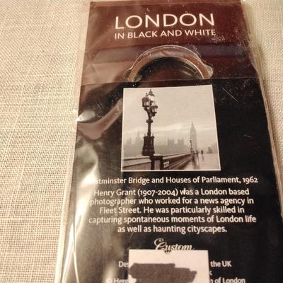 Vintage House of Parliament London in Black and White Keychain