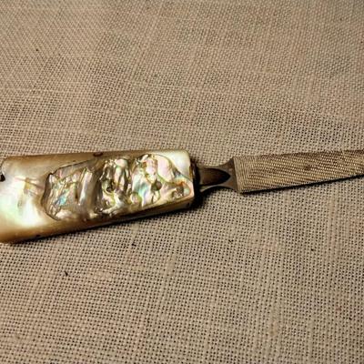 Vintage Abalone Metal Nail File