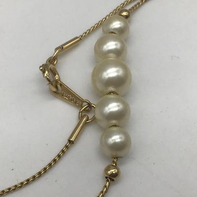 Pretty Petite Avon Faux Pearl necklace and Gold Tone ball Chain