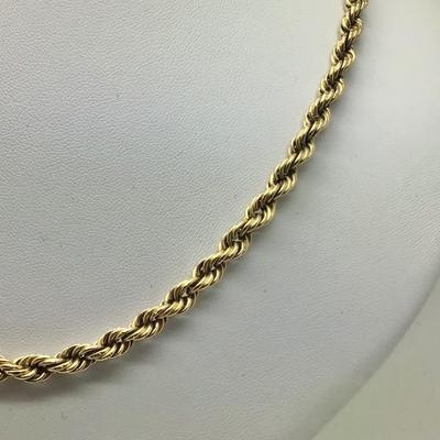 #8307 14K Yellow Gold 18â€ 7mm Rope Chain