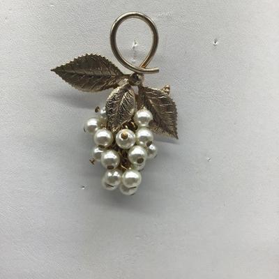 Vintage Pearl Faux Grape Brooch