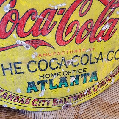 Large 16â€ Domed Drink COCA COLA Atlanta Porcelain Metal Advertising Sign Coke