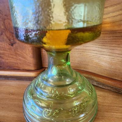 Beautiful Green Glass Oil Lamp