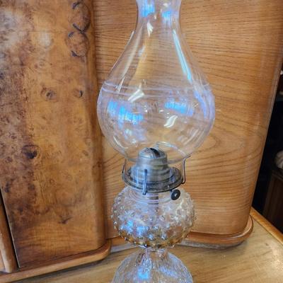 Hobnail Clear Glass Oil Lamp