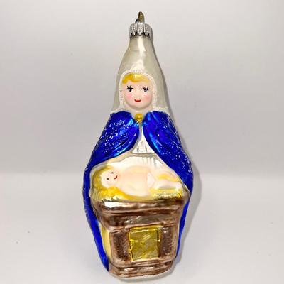 1503 Vintage West Germany Mother and Baby Glass Ornament