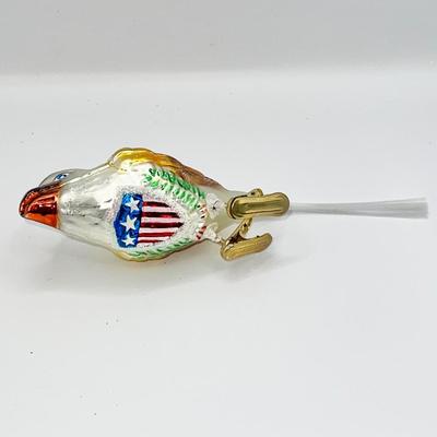 1407 Vintage Freedom Eagle on Clip with Tail Glass Ornament
