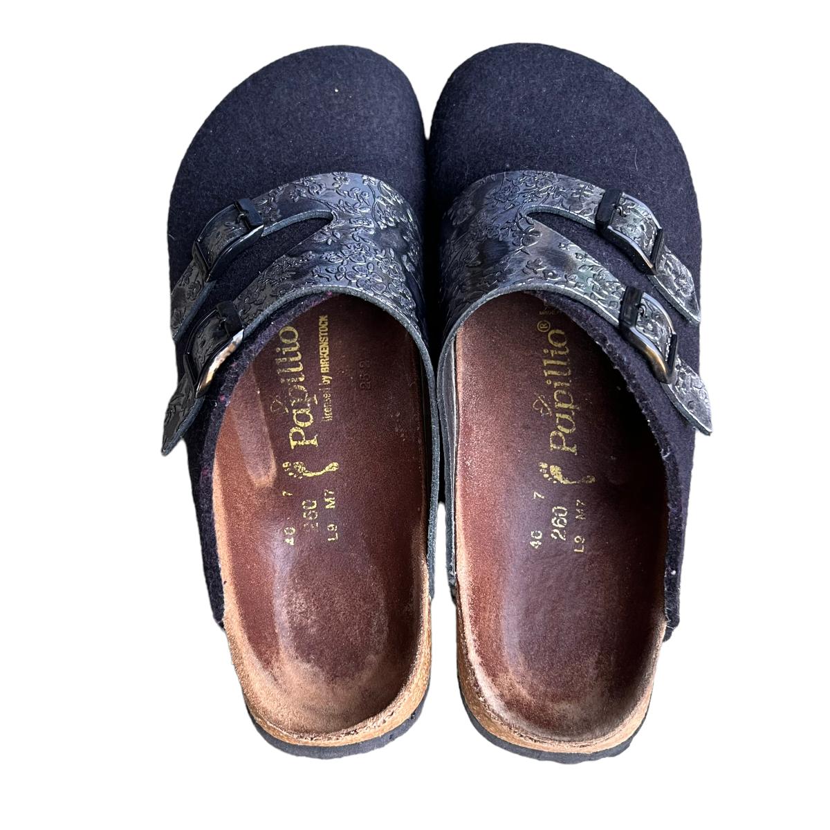 BIRKENSTOCK Papillioブラック ハラコ40 新品・未使用 Birkenstock New w/o Box Papillio Cameron Chunky Damasko