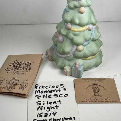 Precious Moments Silent Night Musical Tree Porcelain Figurine 15814 Vintage 1985
