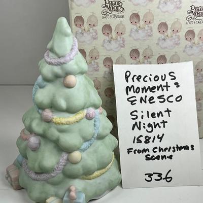 Precious Moments Silent Night Musical Tree Porcelain Figurine 15814 Vintage 1985