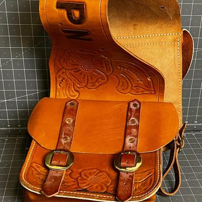 Hand Tooled Leather Saddle Bags 