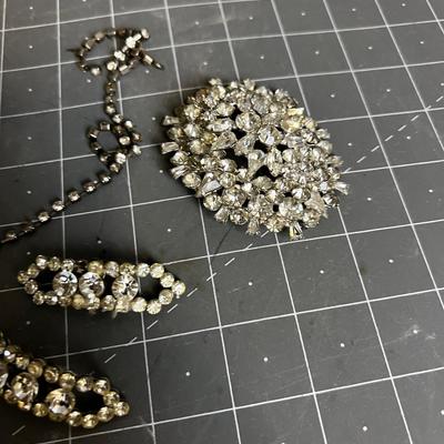 Rhinestone Necklace and Shoe Clip Plus Pins