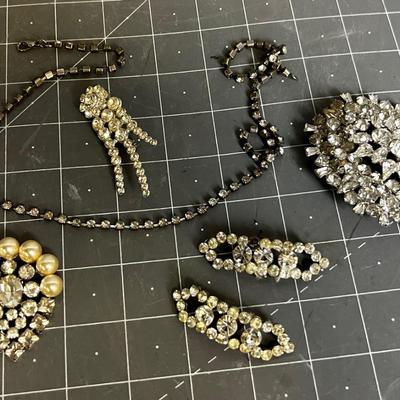 Rhinestone Necklace and Shoe Clip Plus Pins