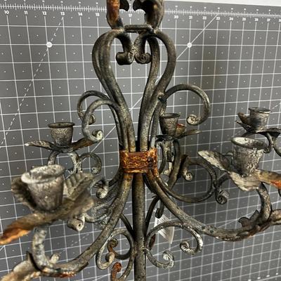 Pair of Wrought Iron Candle Sticks 