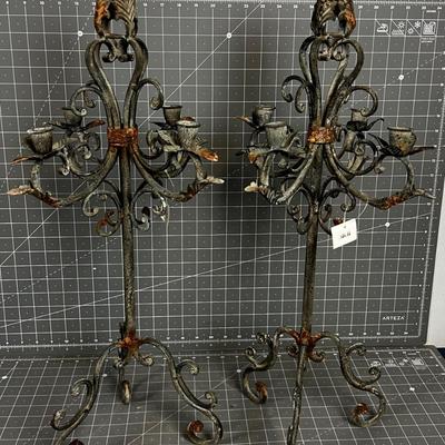 Pair of Wrought Iron Candle Sticks 