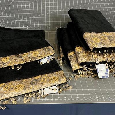 Brand NEW All BLACK Towels with Beads 