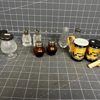 Collection of Glass Salt and Pepper Shakers 