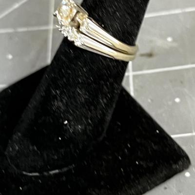 White Gold Wedding & Engagement Ring Set with Diamonds 
